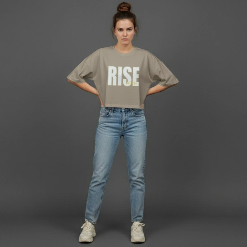 Rise High Women Oversize Crop Tee