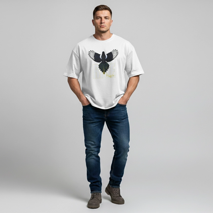 “Rise High” Bird Men Oversize Fit T-Shirt