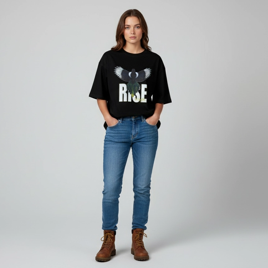 “Rise High” Bird Women Oversize Fit T-Shirt